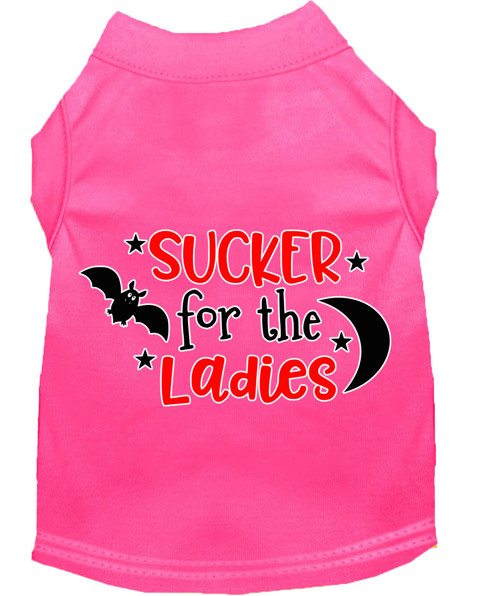 Sucker for the Ladies Screen Print Dog Shirt Bright Pink XL
